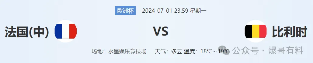 20240701【欧洲杯第18天分析】法国vs比利时