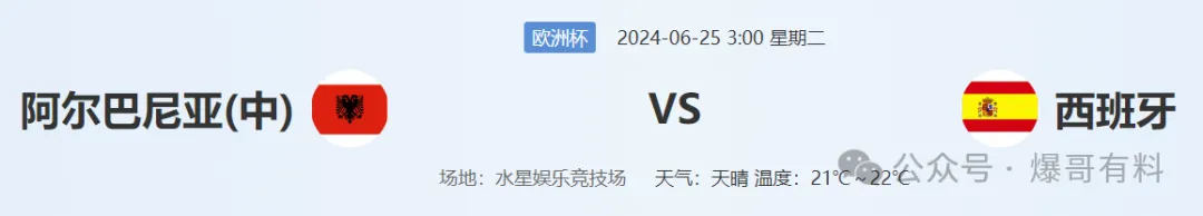 20240624【欧洲杯第11天分析】阿尔巴尼亚vs西班牙