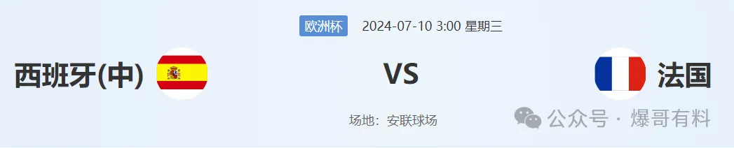 20240709【欧洲杯第26天分析】西班牙vs法国