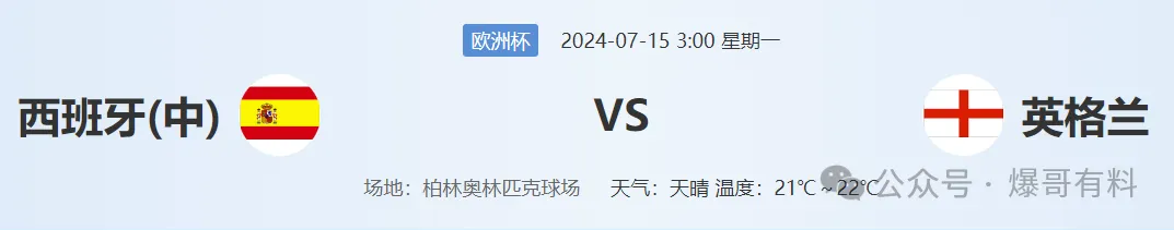 20240714【欧洲杯第31天分析】西班牙vs英格兰