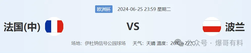 20240625【欧洲杯第12天分析】法国vs波兰