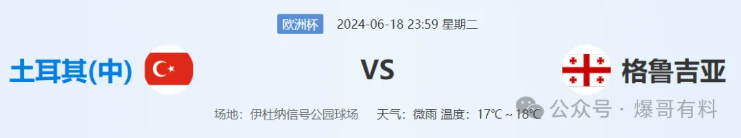 20240618【欧洲杯第05天分析】土耳其vs格鲁吉亚
