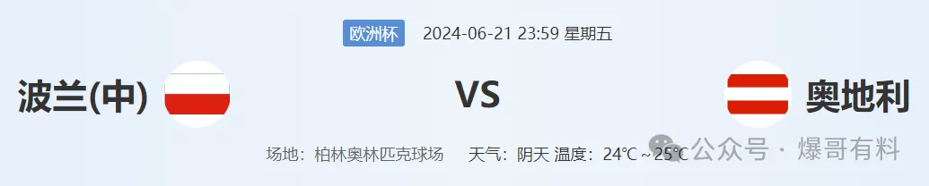 20240621【欧洲杯第08天分析】波兰vs奥地利