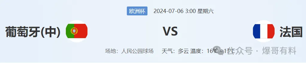 20240705【欧洲杯第22天分析】葡萄牙vs法国
