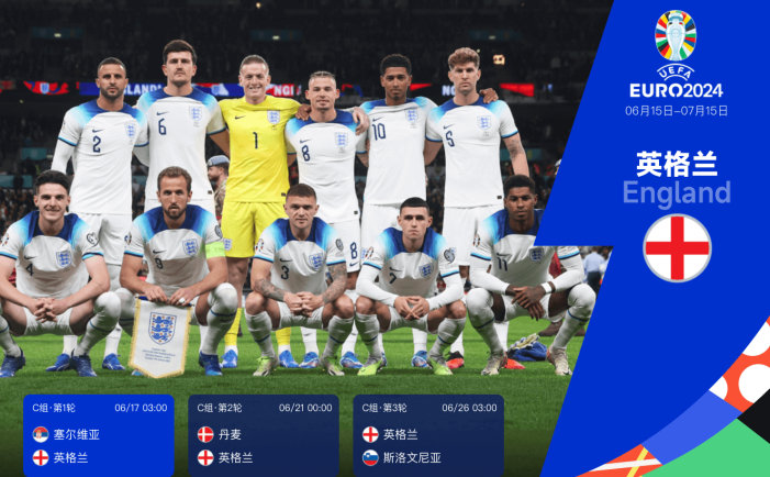 欧洲杯24队巡礼之英格兰:大英帝星闪耀五大联赛 三狮军团能否创造历史?